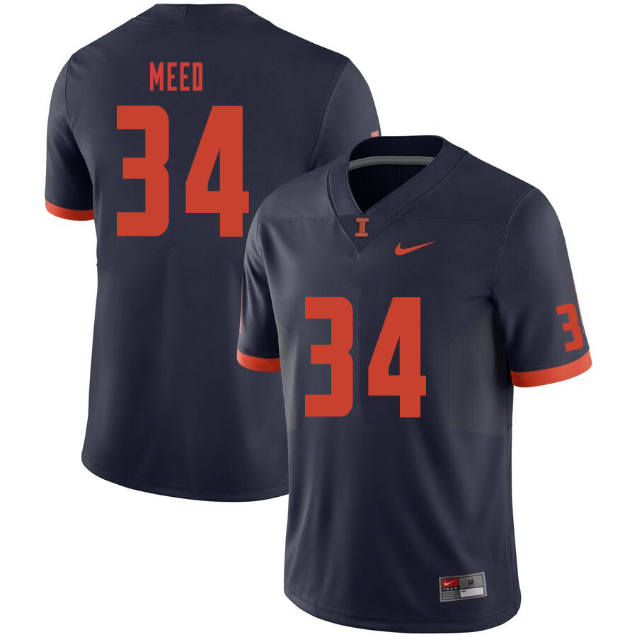 Men #34 Ryan Meed Illinois Fighting Illini College Football Jerseys Sale-Navy